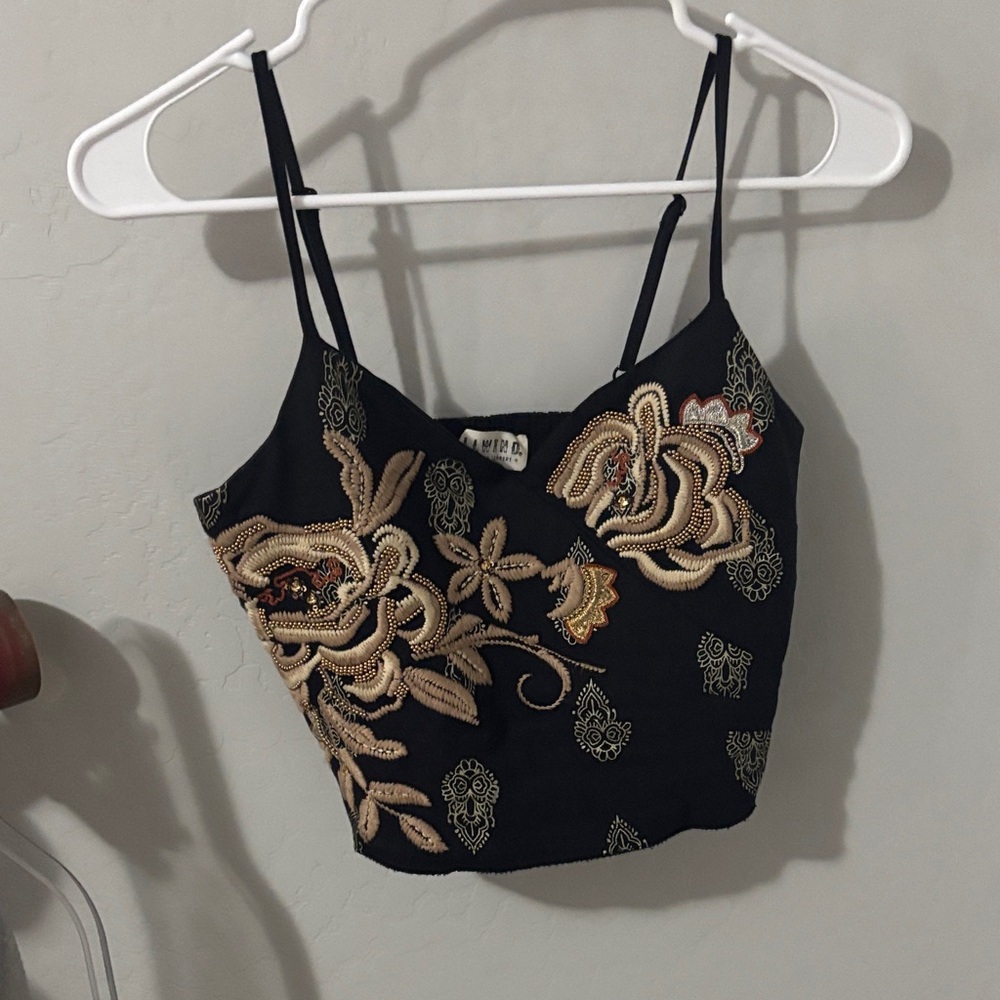 Idyllwind Black and Gold Embroidered Camisole
